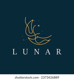 Moon Logo, Star Sky Moon Design Premium Vector Illustration Template