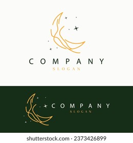 Moon Logo, Star Sky Moon Design Premium Vector Illustration Template