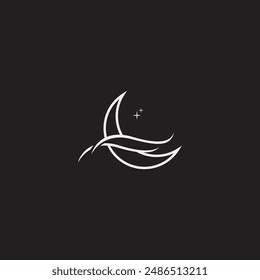 Moon Logo, Star Sky Moon Design Premium Vector Illustration Template