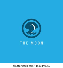 the moon logo with stars, clouds, circles inside make this design simple, minimalist, unique, modern.