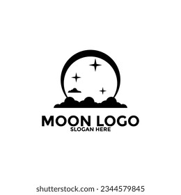 Moon logo vector icon, simple moon logo design template