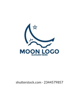 Moon logo vector icon, simple moon logo design template