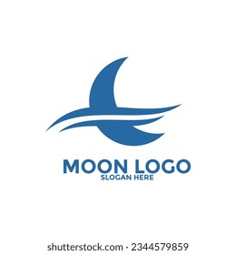 Moon logo vector icon, simple moon logo design template
