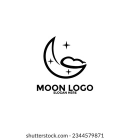 Moon logo vector icon, simple moon logo design template