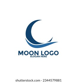 Moon logo vector icon, simple moon logo design template