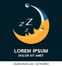 The moon logo vector , sleeping planet . Vector illustration isolated on background .
