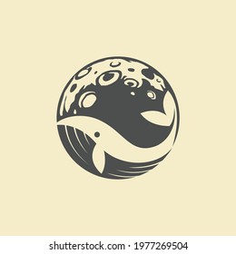 Moon Logo With Whale Concept