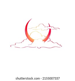 moon looking like a horns illustration logo (solar horns)