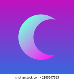 Moon Luna Cute Funny Gradient Texture Moon Shape Symbol Talisman Baby Moon Template Icon