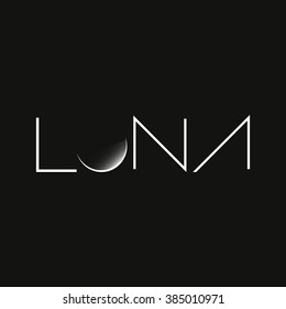 Moon. Luna. Typography. Stock vector.