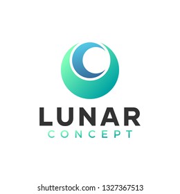 Moon Lunar Concept Logo Design Idea