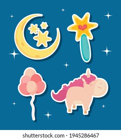 moon and magic icon set