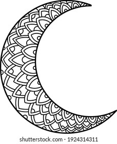 Moon mandala. Moon decoration element. Hand drawn. Vector illustration.