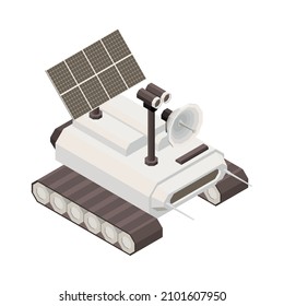 Moon or mars rover robotic space vehicle isometric icon 3d vector illustration