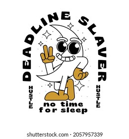 moon mascot vector design illustration for t shirt merchandise sign and logo