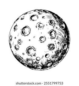 Moon as a medium-sized circle with a few craters and soft shading, on a white background