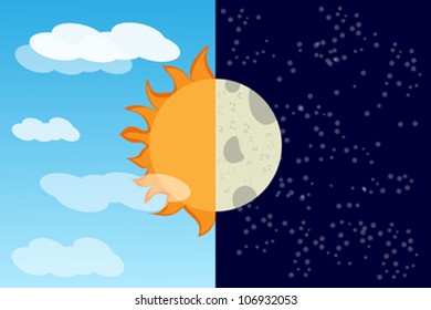 Moon meets the sun abstract background