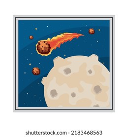 moon and meteorite space sticker