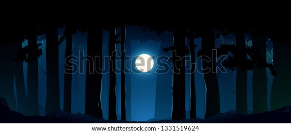月夜の森 のベクター画像素材 ロイヤリティフリー
