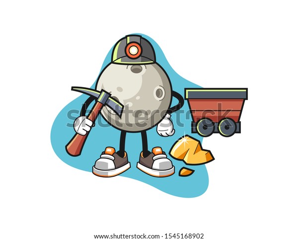 Moon miner\
cartoon. Mascot Character\
vector.
