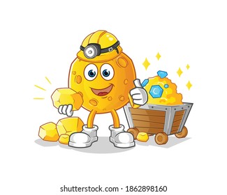moon miner with gold character. cartoon mascot vector