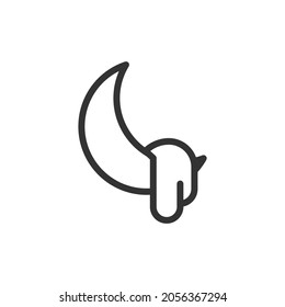 Icono de la línea mínima de la luna. Diseño de símbolo de trazo web. Señal de la luna aislada en un fondo blanco. Icono de línea Premium.