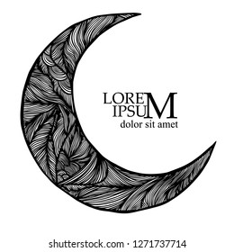 Moon monochrome elegant object. Symbol of ramadan. Vector
