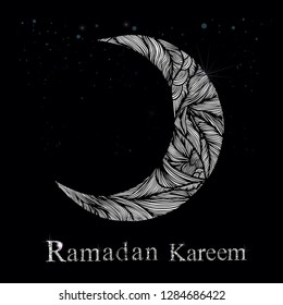 Moon monochrome elegant object. Symbol of ramadan. Vector