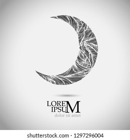 Moon monochrome elegant object. Symbol of ramadan. Vector