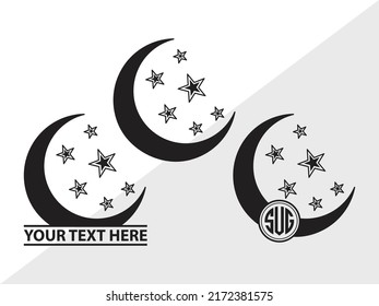 Moon Monogram Svg Printable Vector Illustration Stock Vector (Royalty ...