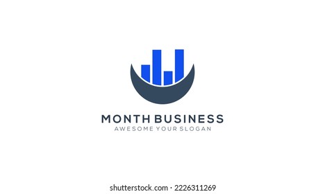 Moon month business logo design vector template illustration