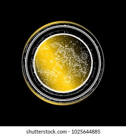 Moon, moonlight. Planetary motion. Earth satellite. Space. Orbital motion, monthly cycle. Poster, print. Vector illustration. The cosmic element Tattoo.  Lunar disk, symbol, mascot. Mysticism.

