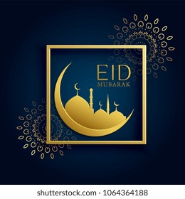 moon and mosque concept design for eid mubarak