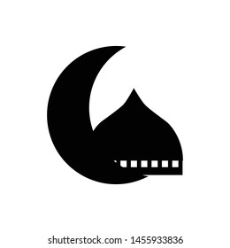moon and mosque icon design template vector