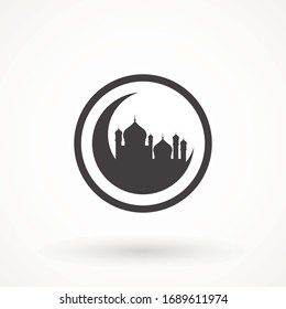 moon mosque icon islam muslim religion spirituality religious vector icon