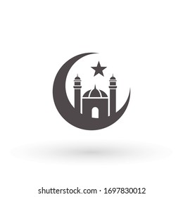 moon mosque icon islam muslim religion spirituality religious vector icon