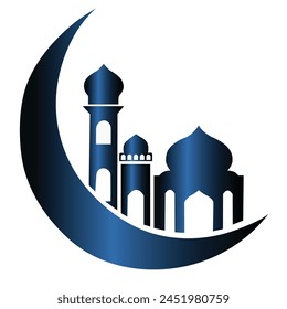 A moon and a mosque illustration