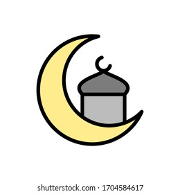 Moon Moon Moschee Ramadan Symbol. Einfache Vektorillustration von Symbolen für i und ux, Website oder mobile Anwendungen