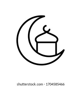 Moon mosque Ramadan icon. Simple line vector elements of islam icons for ui and ux, website or mobile application