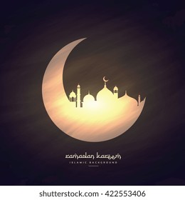 moon and mosque ramadan kareem background