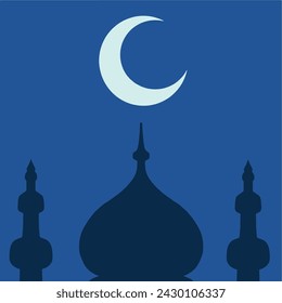 Moon Mosque Ramadan Kareem Diseño de fondo de pantalla islámico póster media banner vector ilustración