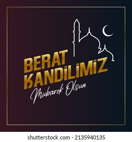 Silhouette de la Luna y la Mezquita
Bendita traducción de mensajes de Berat Kandili: "Bendito Berat Qandil"