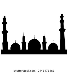 moon mosque sillhouette star dome vector illustration