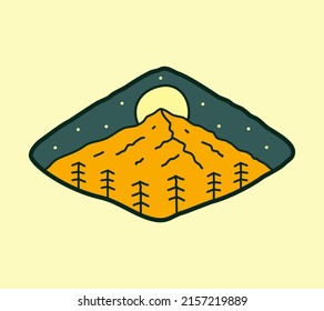 Der Mond und der Berg, Design für Abzeichen, Embleme, Pflaster, T-Shirts, etc.