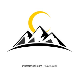 moon mountain hill tip summit peak alps image icon vector