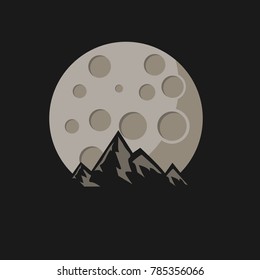 moon and mountain logo icon vector