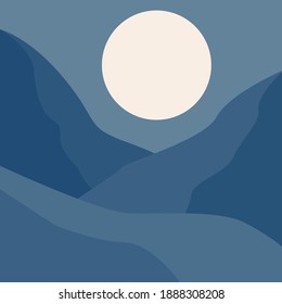 Moon And Mountain Pattern Background. Sweet Dream and Goog Night Poster Wall Art. 
