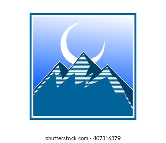 moon mountain ridge top peak hill image icon logo
