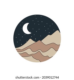 Moon and Mountains circle
 vector 
