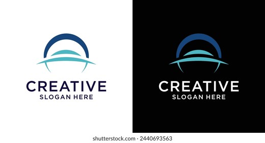 Vector de diseño de logotipo de luna con montañas